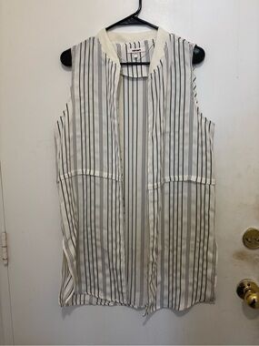 Koton Women’s Cream & Black Striped Sleeveless Open Front Vest | EU 38 / UK 10